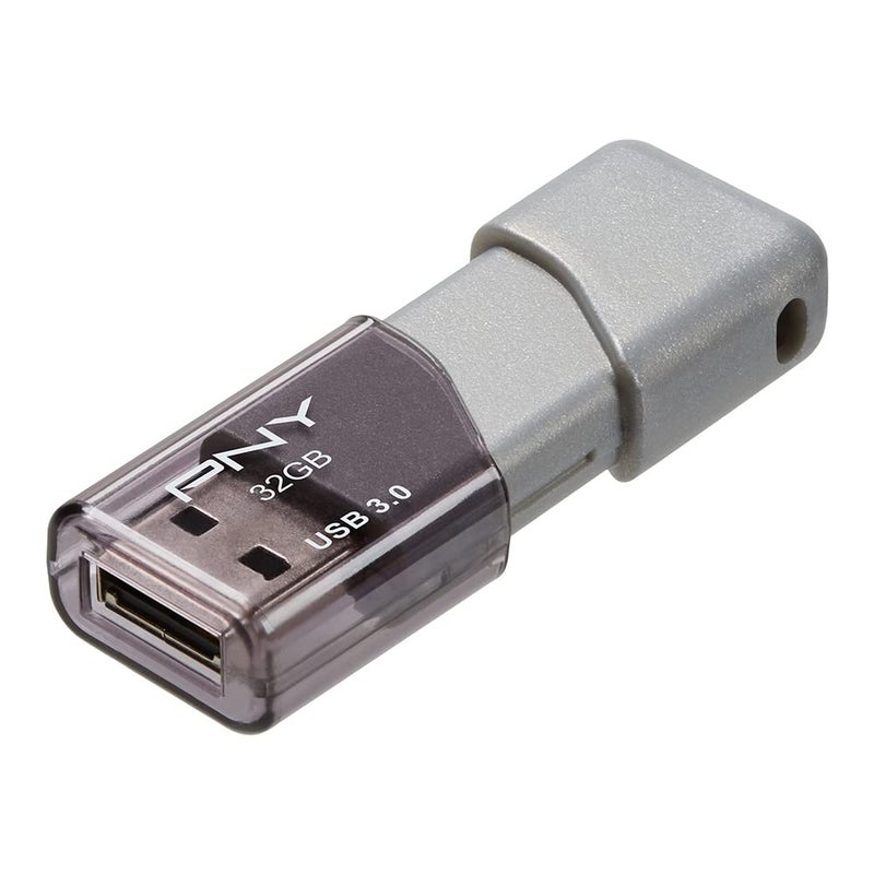 PNY 32GB Turbo Attache 3 USB 3.0 Flash Drive, Grey (Pack of 1) - Image 1